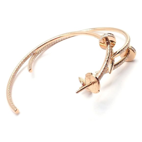 Authentic! Cartier Juste un Clou 18k Rose Gold Diamond Nail Hoop Earrings Paper - Picture 3 of 12